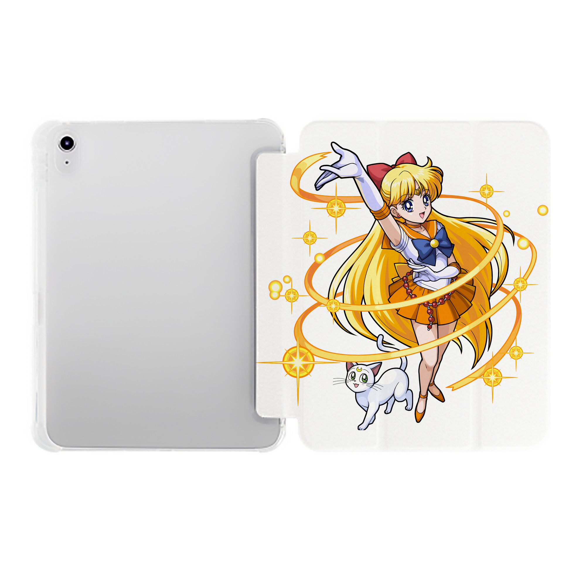（画像用） 美少女戦士セーラームーン 愛野 美奈子 あいの みなこ Sailor Moon Aino Minako IPad ケース ペン収納付き 三つ折りスタンド PUレザー×シリコン 対応機種9.5/10.5/10.9インチ
